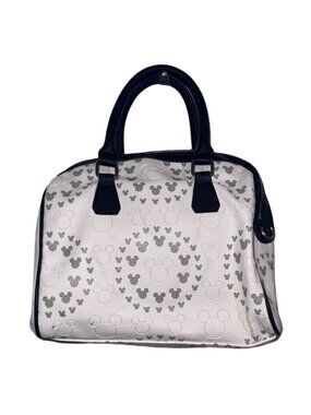 Disney Mickey Mouse Embossed White & Black Satchel Bag With Detachable Strap 14x